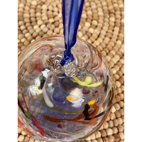 Glass Hand Blown Decorative Art Glass Ornament Multi-Color Swirls 3.5" - Picture 14 of 16